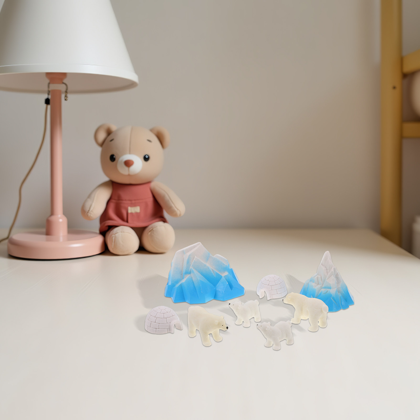 8Pcs Mini Resin Beruang Kutub  - Crafting Resin ulasan dan harga